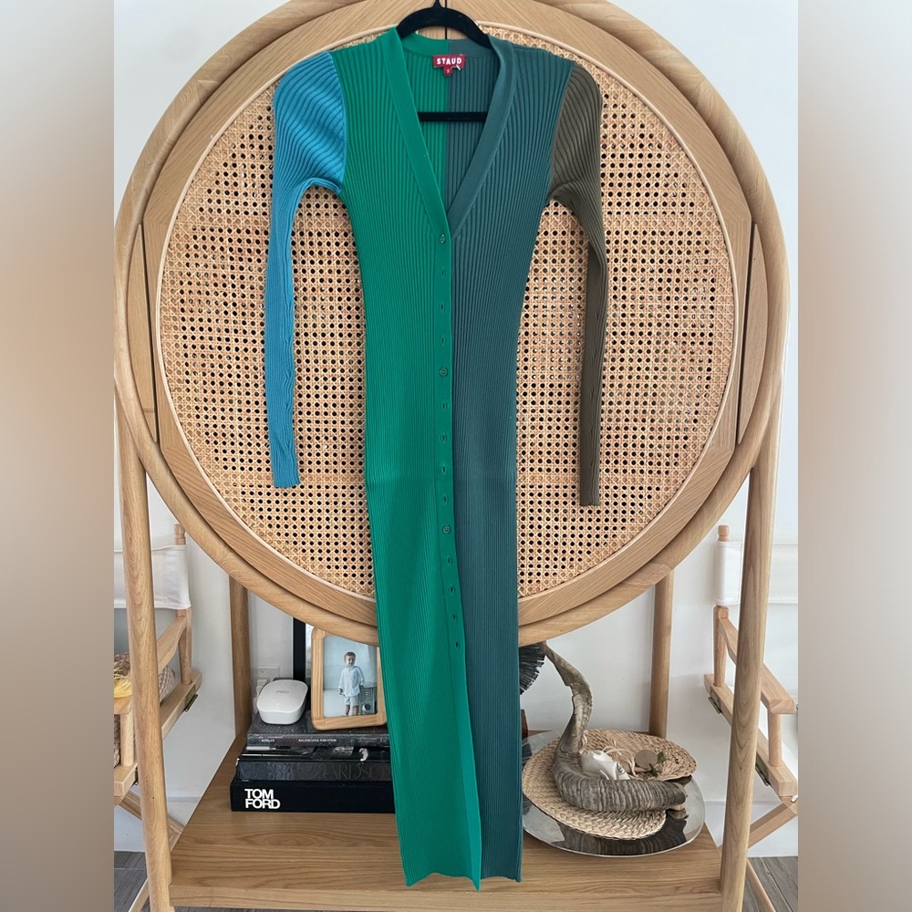 STAUD knit color block dress size S